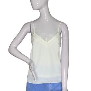 Nasty Gal Consequences Cami Top Full Lining Size S White Lace Trim V Neck NWT